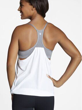 Fabletics Norwalk Tank White Built-In Bra Racerback Athletic Top